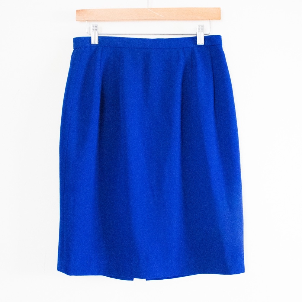Vintage 80's/90's Electric Blue Classic Secretary Pencil Skirt  | Size 6